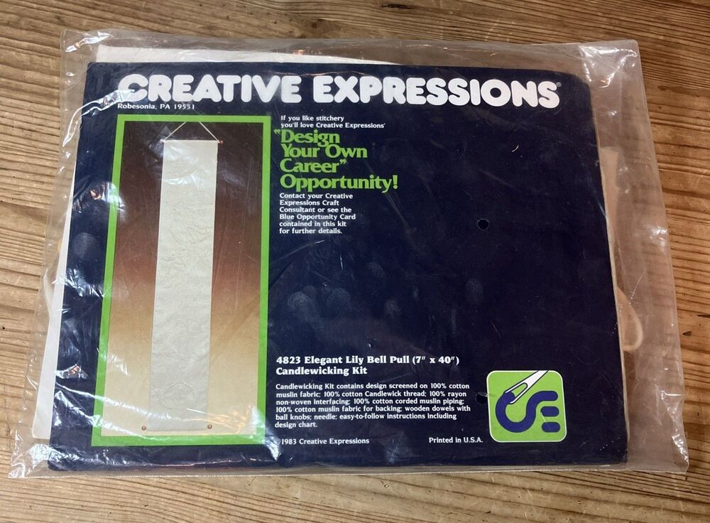 VTG 1983 Creative Expressions 4823 Elegant Lily Bell Pull Candlewicking Kit NOS